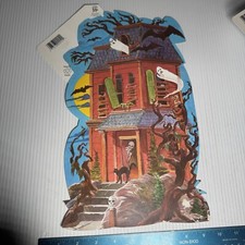 Vintage Halloween Eureka Die Cut Haunted House New Old Stock Spooky Damaged picture