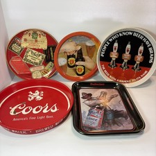 Lot Of 5 Vintage Advertising Metal Serving Trays  picture