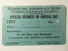 1937 Hamburg American Line North German Lloyd Sample Pass Steamer Ship Vtg picture
