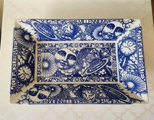 Vtg SPODE Blue & White Millennium Celebration Dish Astro Celestial Sun Moon Deco picture