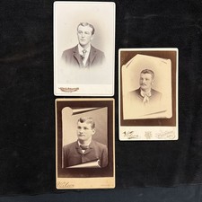 J. C. Wilson Victorian Sepia Portrait Cabinet Cards of handsome men, Lot of 3 picture