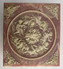 VTG INCOLAY STONE Cherubs Angels Floral Handcrafted Jewelry Box Pink Beige/Cream picture