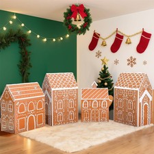 4 Pcs Large Cardboard Gingerbread House Set 16 20 24 Inches, Classic Stand up Ca picture