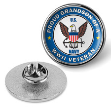 Proud Grandson of a U.S. Navy World War II Veteran Military Lapel Pin - Silver picture