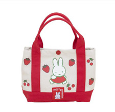 Miffy Rabbit Strawberry Red Canvas Shoulder Top Handle Tote Shopping Bag School picture