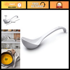 Traditional Porcelain Soup & Sauce Ladle 27cm - Kitchen Cooking Utensil, White picture