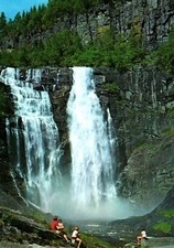 Skjervefoss Waterfall People Watching Norway Vintage Postcard Unposted picture