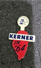 1964 Otto Kerner Illinois Governor Campaign Pin Tab KERNER IN '64 Green Duck picture