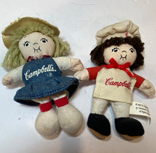 Vintage Campbell's Soup Plush Advertising Dolls Set of 2 Chef & Girl 2002 picture