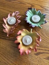 Partylite Fall Leaf Tealight votive holders with tea lights. Excellent Condition picture
