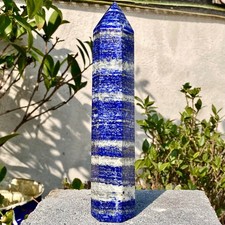 1.16LB Large Natural lapis lazuli jasper Quartz obelisk crystal Reiki healing. picture
