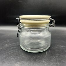 Vintage Anchor Hocking Clear Glass Enamel Lid Hinged Cannister picture