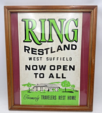 Vtg 1940s Travelers Rest Home Framed RARE SIGN Ring Restland West Suffield Conn. picture