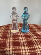 Vintage Degenhart Miniature Priscilla Women Figurines In Blue And Clear picture
