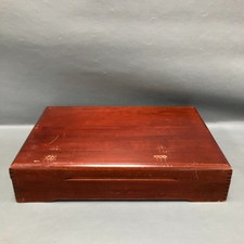 VTG Cherry Wood Nobility Plate Silverware Chest Red Velvet Lined RESTORE picture
