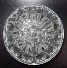 VINTAGE CLEAR GLASS NINETEEN HOLE FOOTED & DOMED ROUND FLOWER FROG picture