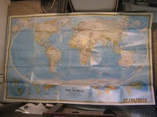 THE WORLD HUGE MAP+ENDANGERED EARTH National Geographic Dec. 1988 HEAVY DURABLE picture