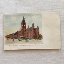 Illinois Chicago Wells St Station Chicago North Western Ry Moved Out 1911 PC picture