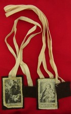 2 Vintage BROWN SCAPULARS MARY OUR LADY OF MOUNT CARMEL SAINT SIMON STOCK picture