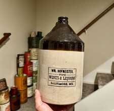 Wm Hofmeister Fine Wines & Liquors Baltimore MD Rare Pre-Pro Stenciled Jug Nice picture