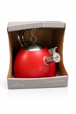 Crofton 2 QT Tea Kettle Stainless Steel Red Whistle Stove Top New Box picture