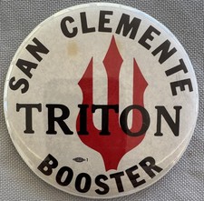 Vintage San Clemente Tritons Sports Booster Pinback pin Large 3.5 inches picture