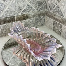 Fostoria VTG-MCM Heirloom Pink Opalescent Oblong Stretched Glass Bowl-Semi Rare picture