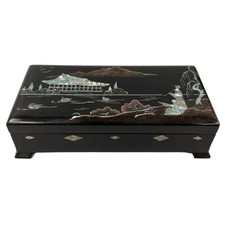 Vintage 1957 Korean Najeonchilgi Black Lacquer Inlay Presentation Smoking Box picture