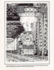 C&O 614 Crossing Allegheny River Pittsburgh Sketch By Jeff Riley Vtg Mag Excerpt picture