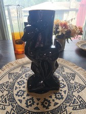 Glossy Black Deer Vase Signed by Dryden Art Pottery, Ceramic & Glazed picture