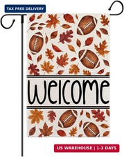 Welcome Fall Football Garden FLag Double Sided Autumn maple leaves Pumpkin Garde picture