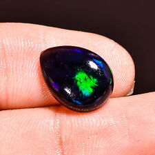02.65Cts. Natural Fire Opal Black Ethiopian Opal 10x14x04 MM Oval Cab Gemstone picture