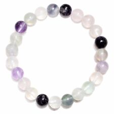 Premium CHARGED Rainbow Fluorite Crystal 8mm Bead Bracelet + Selenite Charger picture
