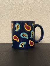 Vintage Waechtersbach West Germany Blue Paisley Ceramic Coffee Mug Retro picture