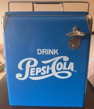 Vintage 50s Drink Pepsi Blue Cooler Ice Box  picture