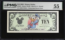 RAREST 2003 D $10 Disney Dollar Donald PMG 55 DIS88 D00127504A Disney World picture