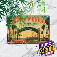 Coastal California Landmark Sign Retro Beach Resort Tourism Metal Tin Plaque picture
