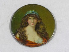Antique PRETTY LADY POCKET MIRROR picture