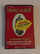 Vintage Prince Albert Crimp Cut Pipe Cigarette Tobacco EMPTY Can Tin Tax Stamp picture