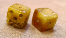 Pair Vintage Old  Ivory Color Opaque Dice w/ White Pips  1/2 in--As Is picture