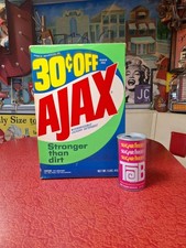 True VTG DEADSTOCK Mid-century 60s 70s Full Size Ajax Laundry Detergent Box Prop picture