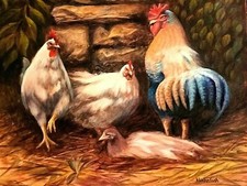 Barnyard life: Rooster is the king he crows making that clear to the entire farm picture