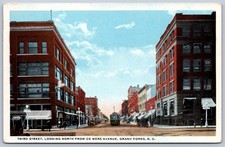 K37/ Grand Forks North Dakota Postcard c1910 Third Street Trolley Stores 205 picture