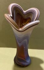 Italian Genuine Alabaster Swirl Multi Color Vase Beautiful 10.25” picture