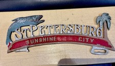 Vintage 40's 50's St Petersburg Florida License Plate Topper Sunshine City picture
