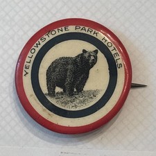 Vintage Rare Yellowstone Park Hotels Grizzly Bear Button 1930’s? Whitehead Hoag picture