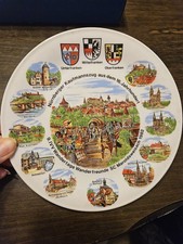 Vtg German Souvenir Ceramic Plate 1982 Franconian Regional Landmarks Gift 18312 picture