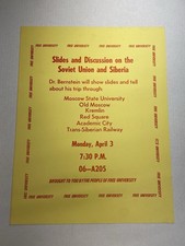 Vintage 1973 RIT Free University Soviet Union Siberia Lecture Poster Rochester picture