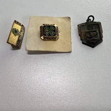 4-H Club Membership Pinbacks & Medals Lot + 3-Piece Clover Pin Set picture
