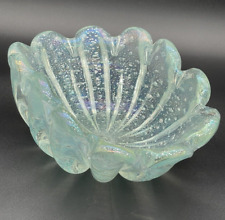 Large Barovier Toso Murano Clear & Silver Argento Bulicante Ribbed Form Bowl 10